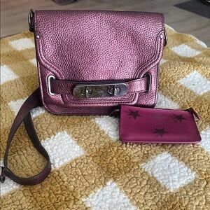 Coach crossbody purse with matching coin purse